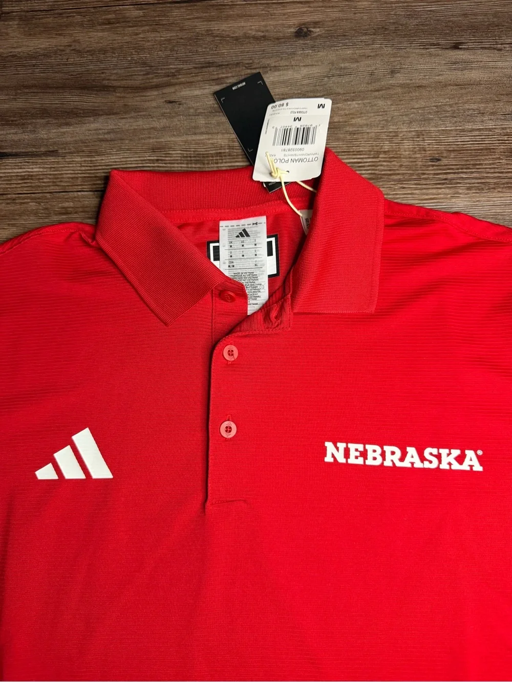 adidas Red Nebraska Men's Polo Shirt